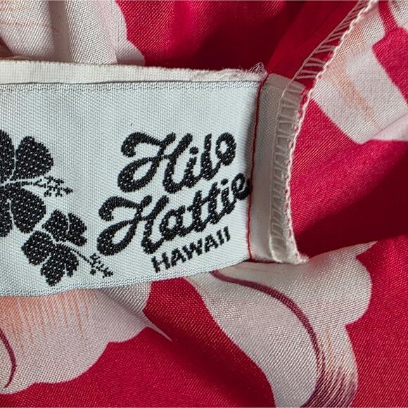 VTG 90s Y2K Hilo Hattie Muumuu Dress XL Red Floral Hawaiian Off Shoulder Aloha - Picture 5 of 6